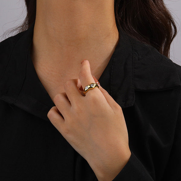 FJ0971 925 Sterling Silver Wave Genstone Ring