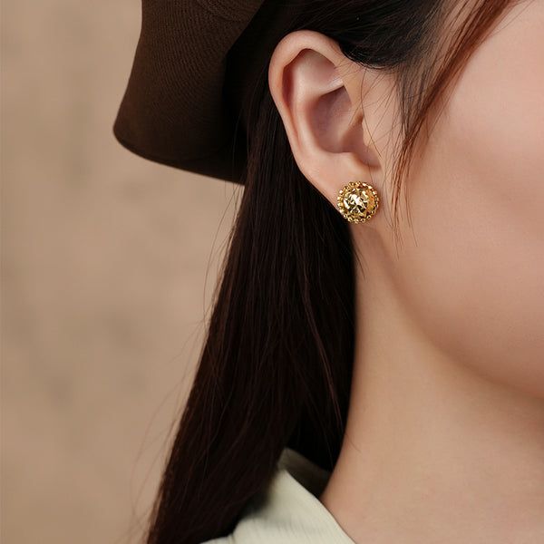 FE3059 925 Sterling Silver Sunflower Car Flower Stud Earring