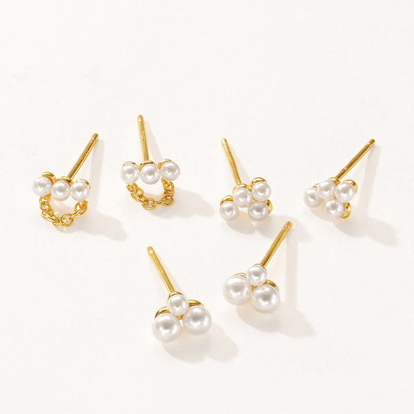 VFE0135 Trio Shell Pearl Mini Stud Earring