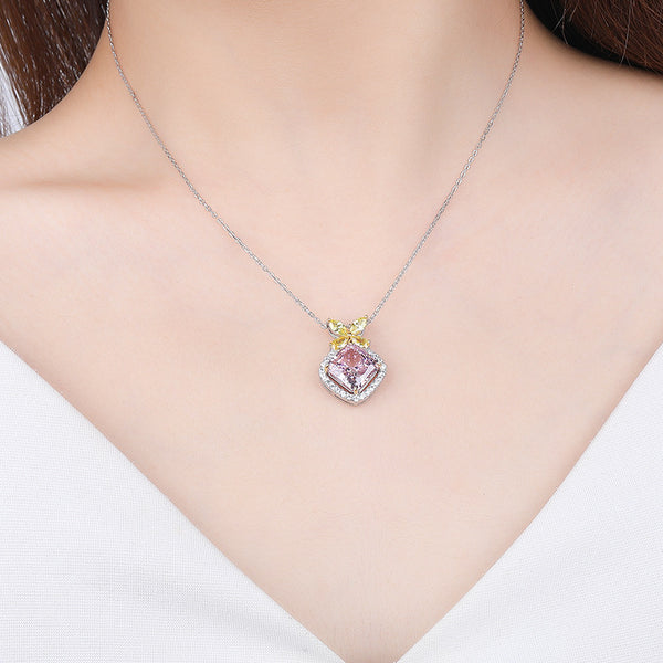 FX1204 925 Sterling Silver Rhombic CZ Necklace