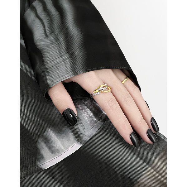 RHJ1171 925 Sterling Silver Scrambled Wrap Open Ring