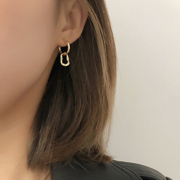 FE2518 925 Sterling Silver Circle Dangle Hoop Earring