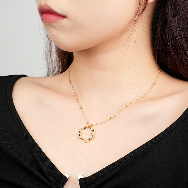 FX0983 925 Sterling Silver Irregular Cutout Geometric Necklace