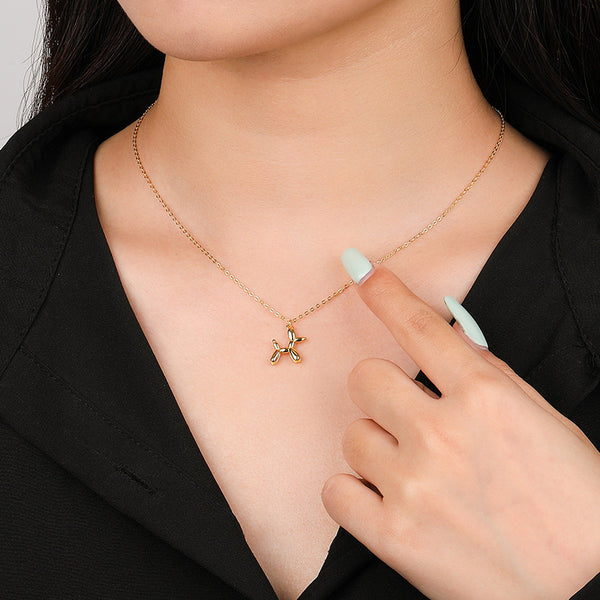 FX1137 925 Sterling Silver Cute Puppy Pendant Necklace