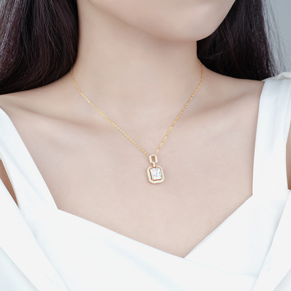 FX1247 925 Sterling Silver Interlocking Diamond Necklace