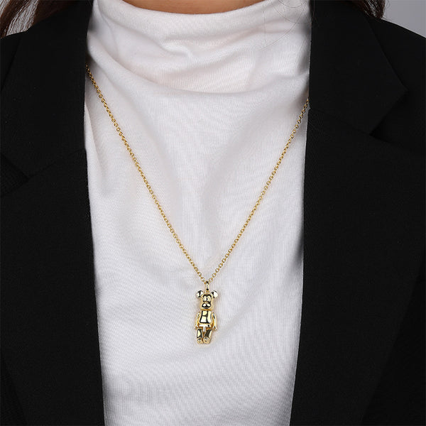 FX1142 925 Sterling Silver Bear Pendant Necklace