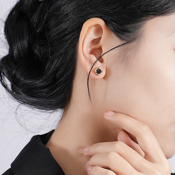 FE2691 925 Sterliang Silver Square Colorful Zircon Stud Earring