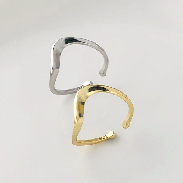 FJ0989 925 Sterling Silver Wavy Curve Ring