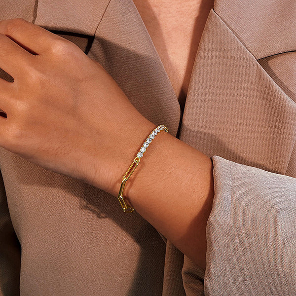 FS0325 925 Sterling Silver Light Luxury Retro Zircon Bracelet