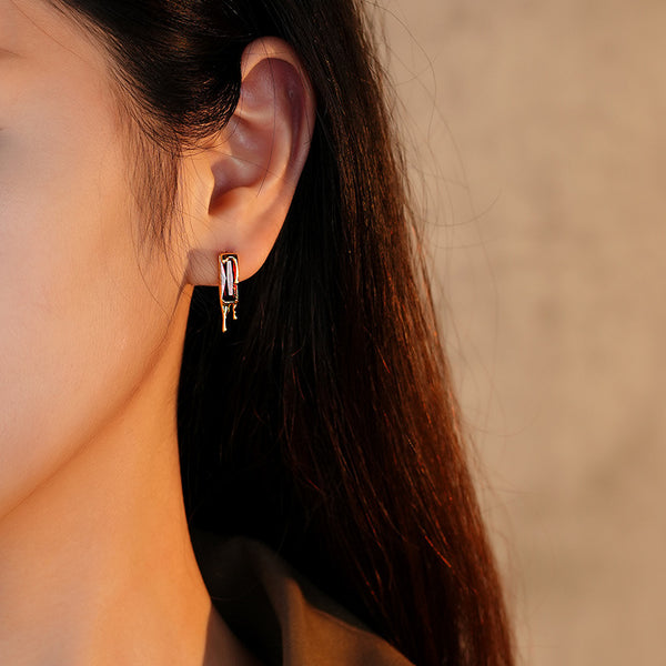 FE3029 925 Sterling Silver Lava Red Zircon Stud Earrings