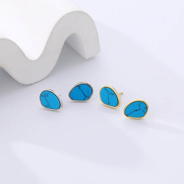 FE2694 Abalone Turquoise Water Drop Stud Earring