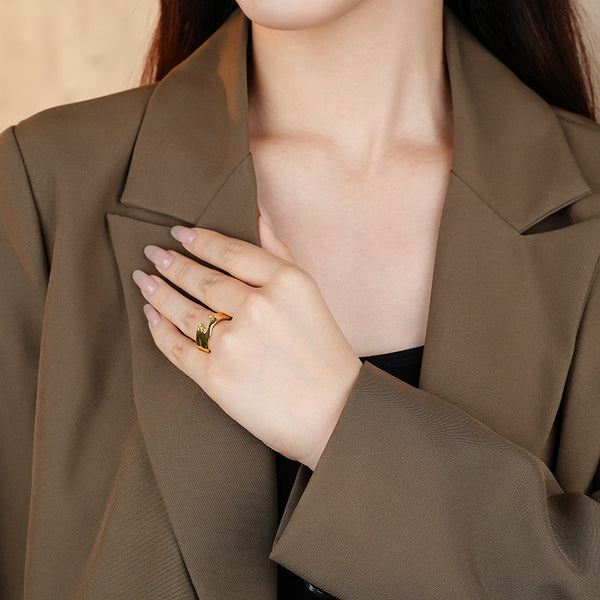 FJ1072 925 Sterling Silver Vintage Irregular Open Ring