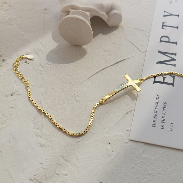 FS0321 925 Sterling Silver Classic Cross Bracelet