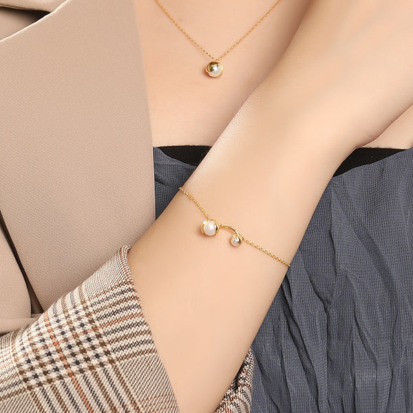 FS0323 925 Sterling Silver Elegant Pearl Bracelet