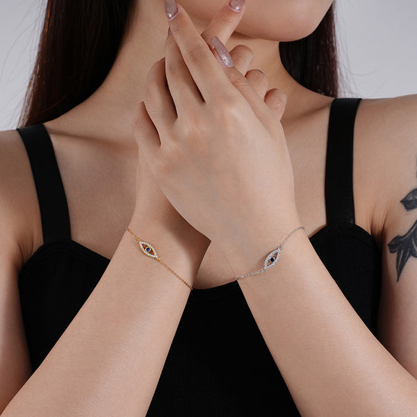 FS0365 925 Sterling Silver Luxurious Zircon Evil Eye Bracelet