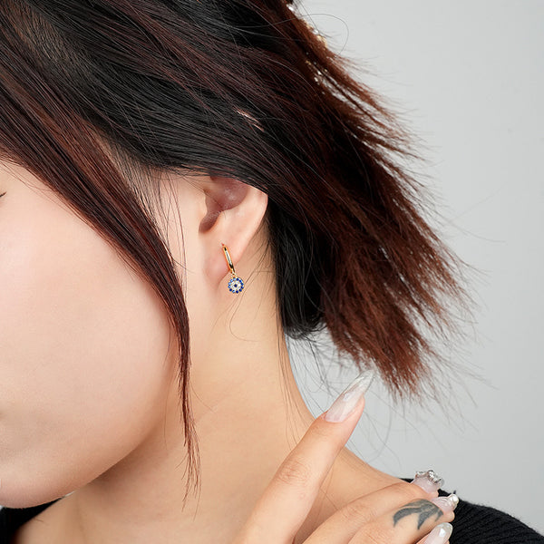 FE2490 925 Sterling Silver Dainty CZ Stone Circle Dangle Earrings