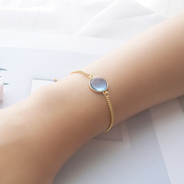 FS0384 925 Sterling Silver Sweet Blue Crystal Bracelet