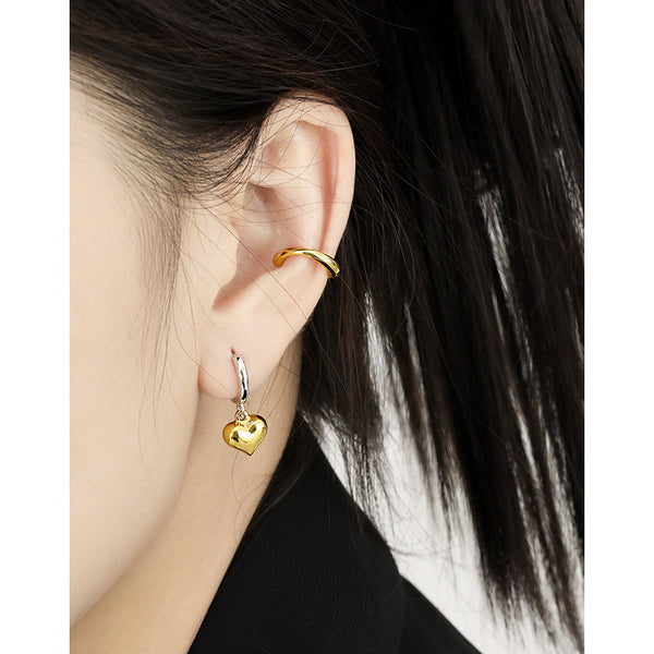 RHE1331 925 Sterling Silver Two Tone Heart Drop Earrings