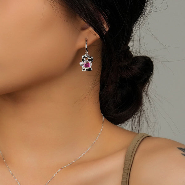 FE2621 Irregular Folded Zircon Dangle Stud Earring