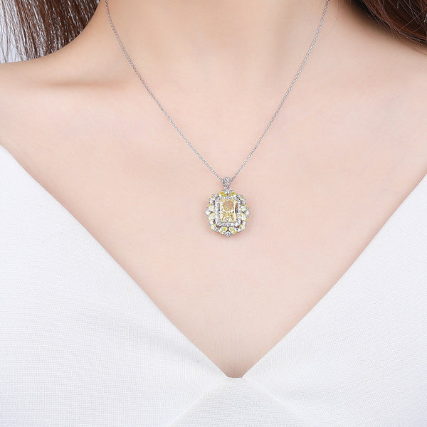 FX1205 925 Sterling Silver Yellow Crystal Necklace