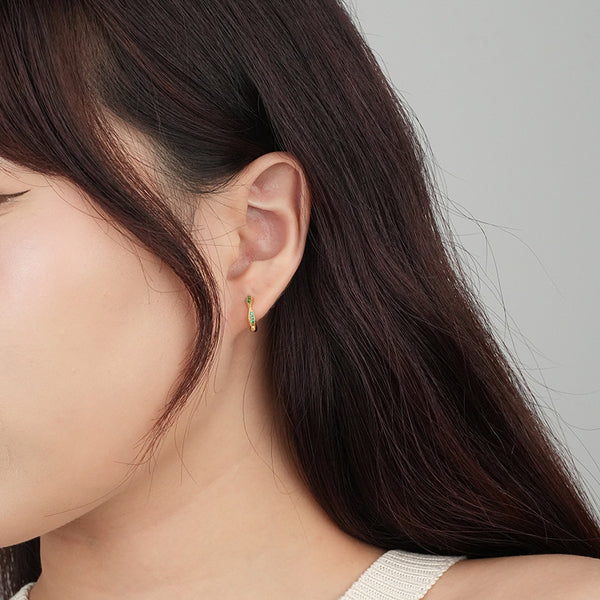 FE2512 925 Sterling Silver Retro Mobius U Shape Hoop Earring