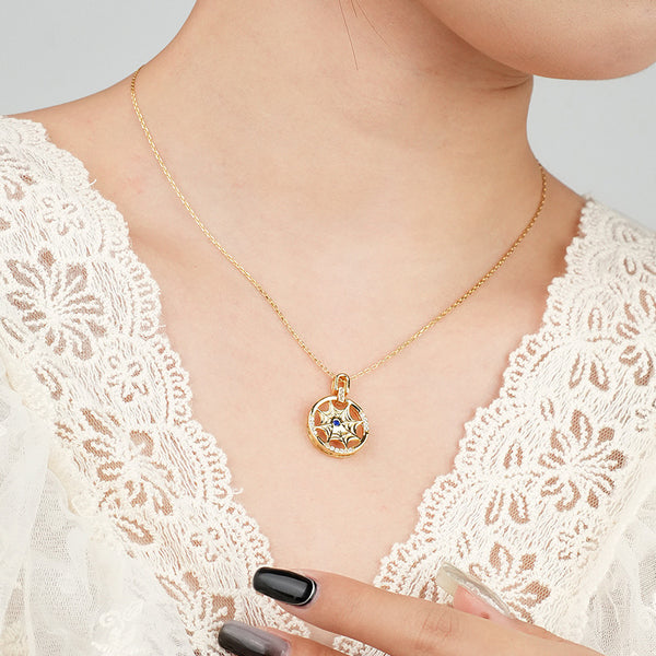 FX1113 925 Sterling Silver Cubic Zircon Irregular Starburst Pendant Necklace