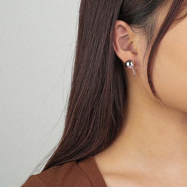 FE2614 925 Sterling Silver Lava Water Drop Pearl Stud Earring