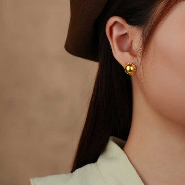 FE3060 925 Sterling Silver Frosted Sunflower Stud Earrings