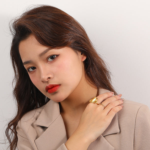 FJ0969 925 Sterling Silver Irregular Sunken Ring