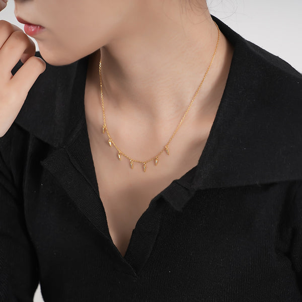 FX1065 925 Sterling Silver Tassel Zirconia Necklace