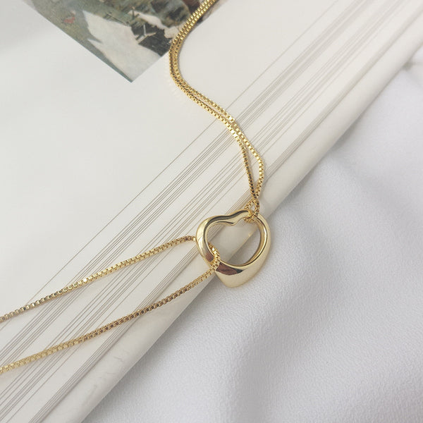 FS0326 925 Sterling Silver Hollow Heart Pendant Bracelet