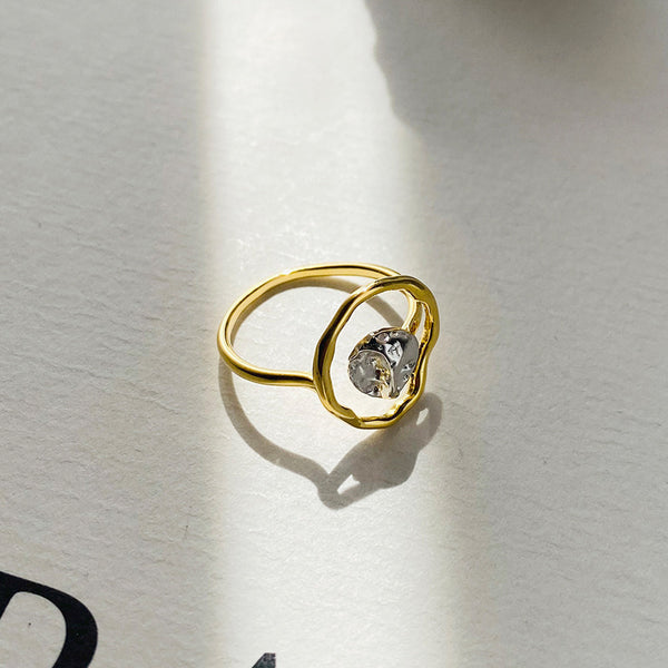 FJ0902 925 Sterling Silver Hollowed Two Color Ring