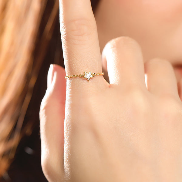 FJ0850 925 Sterling Silver Star Chian Ring