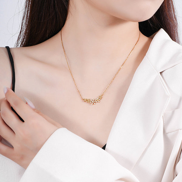 FX1234 925 Sterling Silver Flower Climber Necklace