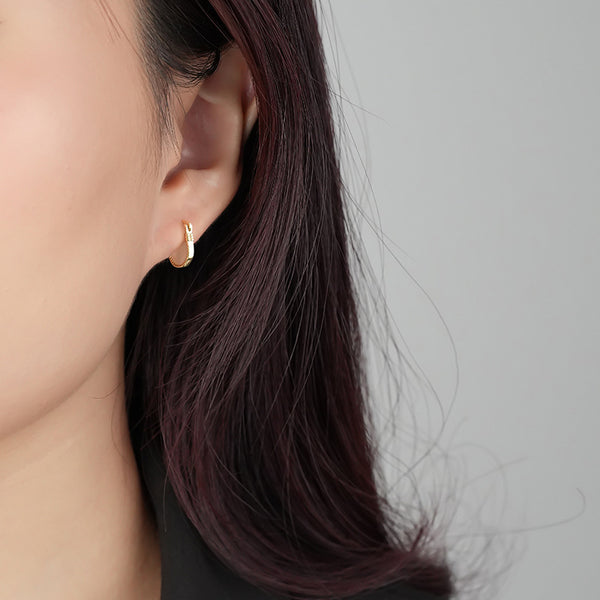 FE2523 925 Sterling Silver White Shell Retro Hoop Earring