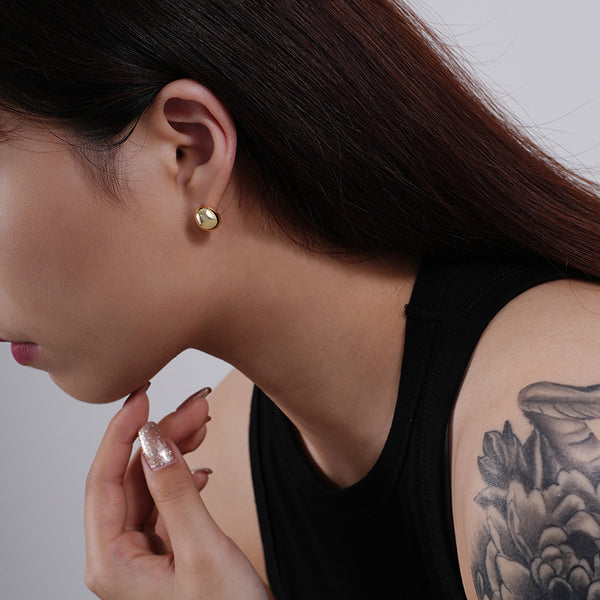 FE2705 925 Sterling Silver Small Bean Stud Earrings