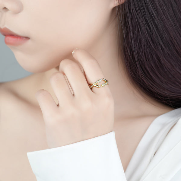 FJ1115 925 Sterling Silver Cross Paved Zirconia Ring