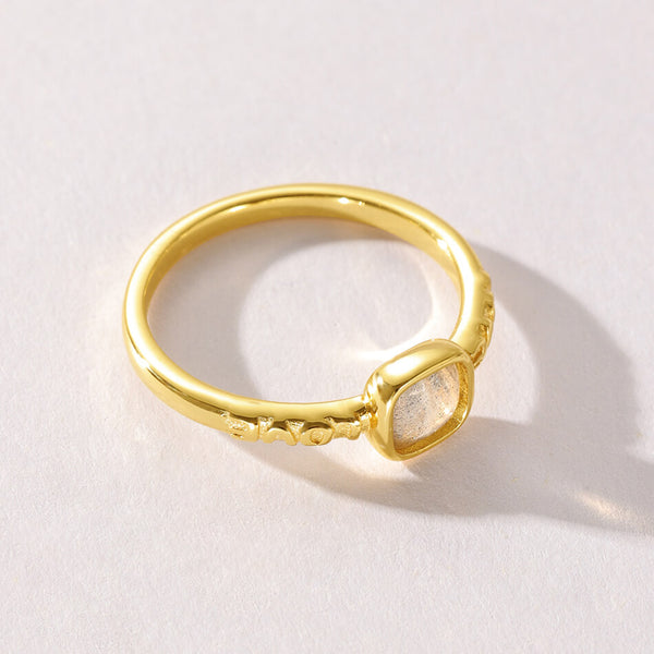 VFJ0199 Geometry Square Moonstone Wedding Rings