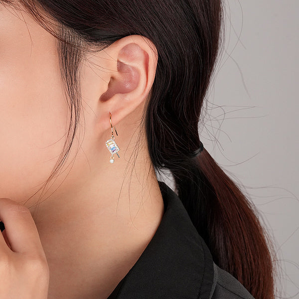 FE2696 Colorful Cube Zirconia Stud Earrings