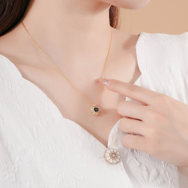 FX1226 925 Sterling Silver Heart Topaz Pendant Necklace