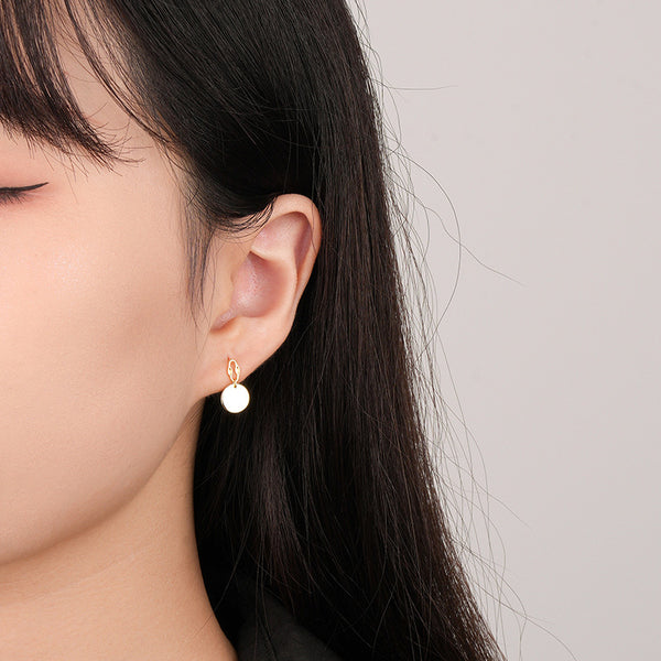 FE2514 925 Sterling Silver Circle Love Heart Dangle Hoop Earring