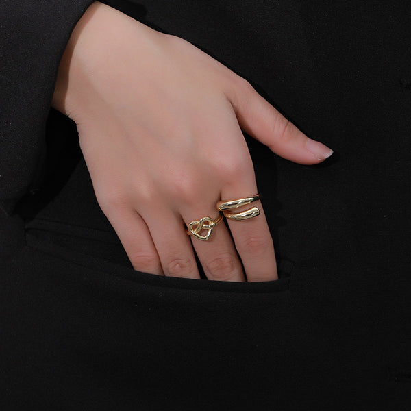 FJ0871 925 Sterling Silver Enlaced Heart Ring