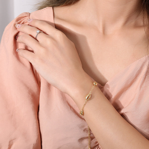 FS0354 925 Sterling Silver Openwork Conch Shell Bracelet