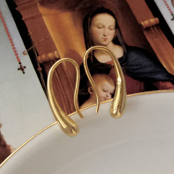 FE2554 925 Sterling Silver Dainty Water Drop Hoop Earring