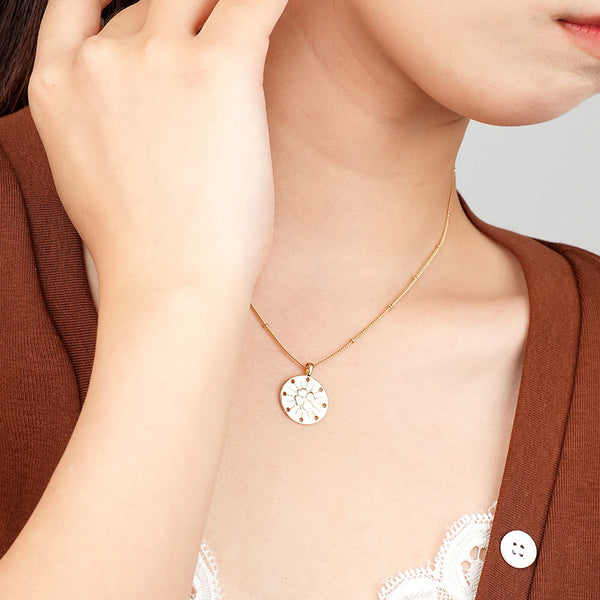 FX0989 925 Sterling Silver Four Leaf Clover Coin Pendant Necklaces