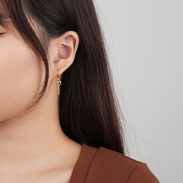 FE2520 925 Sterling Silver Ancient Egypt Pharaonic Scepter Dangle Hoop Earring