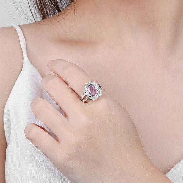 FJ1034 925 Sterling Silver Octagonal Ice Cut Zirconia Ring