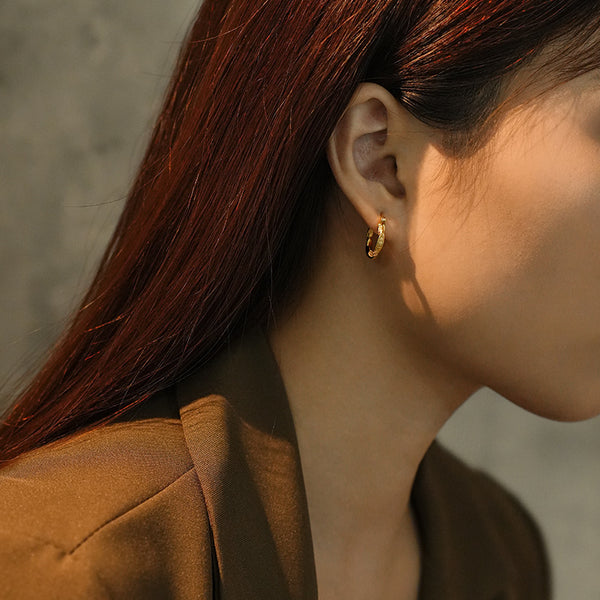 FE3055 925 Sterling Silver Simple Twisted Hoop Earring