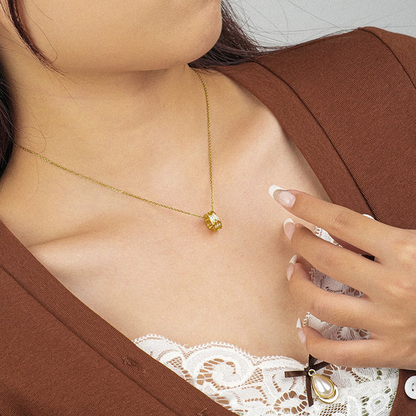 FX1040 925 Sterling Silver Circle Heart Cubic Zirconia Necklaces