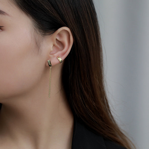 FE2656 925 Sterling Silver Vintage Long Tassel Stud Earrings